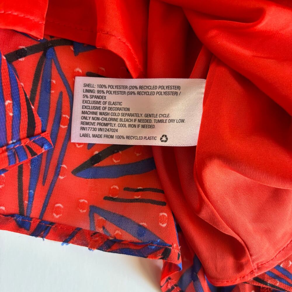 Alexis x Target Red Tropical Leaf Dress Women’s Medium NWT Asymmetrical Hem Boho - Picture 9 of 10